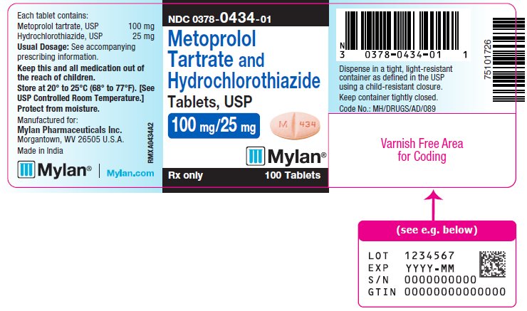 Metoprolol Tartrate and Hydrochlorothiazide Tablets, USP 100 mg/25 mg Bottle Label
