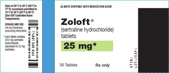 Zoloft Tablets 25 mg Bottle Label