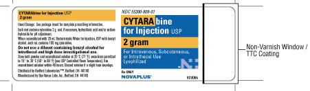 Vial label for cytarabine for injection USP 2 g