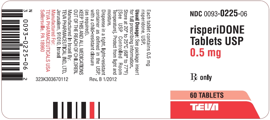  Risperidone Tablets USP 0.5 mg 60s Label