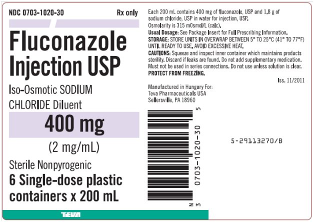 Fluconazole Injection USP 400 mg (2 mg/mL), 6 Single-Dose Containers x 200 mL Carton Label