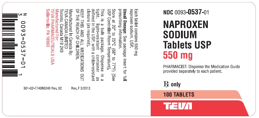  Naproxen Sodium Tablets USP 550 mg Label