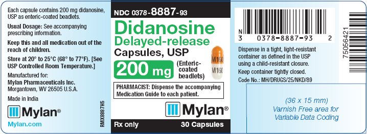 Didanosine Delayed-release Capules, USP 200 mg Bottle Label
