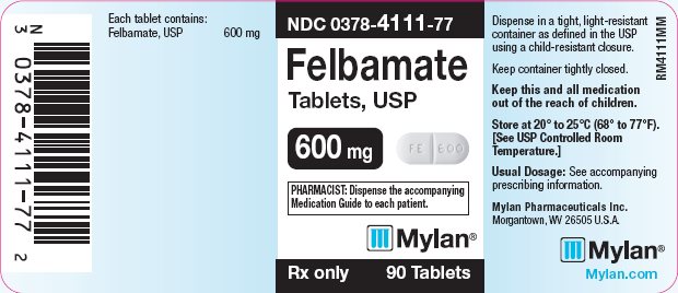 Felbamate Tablets, USP 600 mg Bottle Label