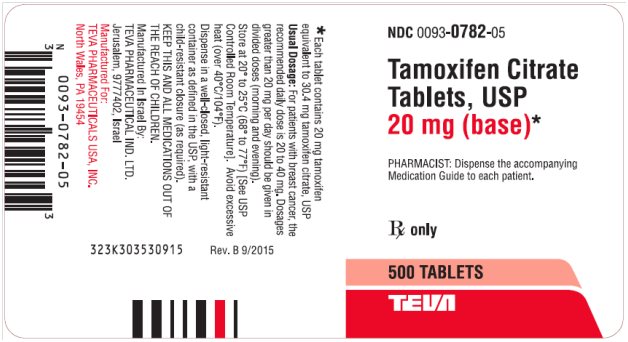 Tamoxifen Citrate Tablets USP 20 mg, 500s Label