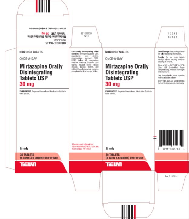 Mirtazapine Orally Disintegrating Tablets USP 30 mg 30s Box 