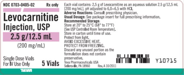 Levocarnitine Injection USP 200 mg/mL, 5 x 12.5 mL Single Dose Vials Carton Label