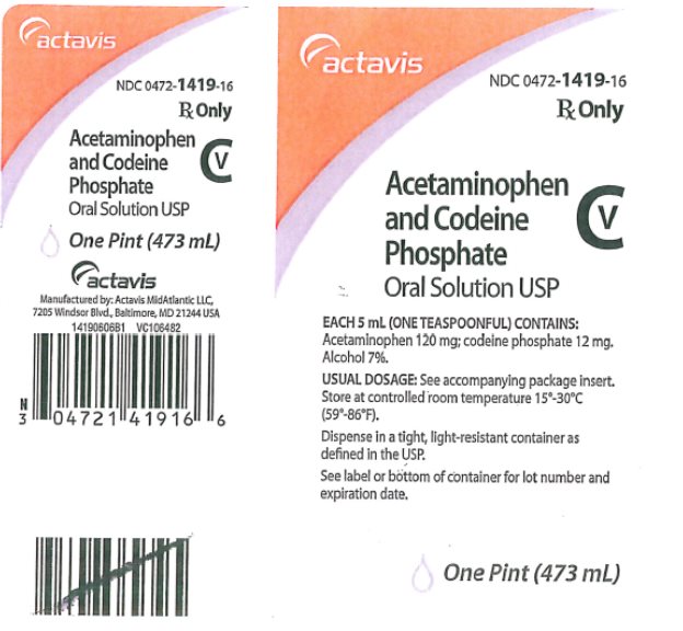 Acetaminophen and Codeine Phosphate Oral Solution USP CV, 120 mg/12 mg in 5mL, 473 mL Bottle Label