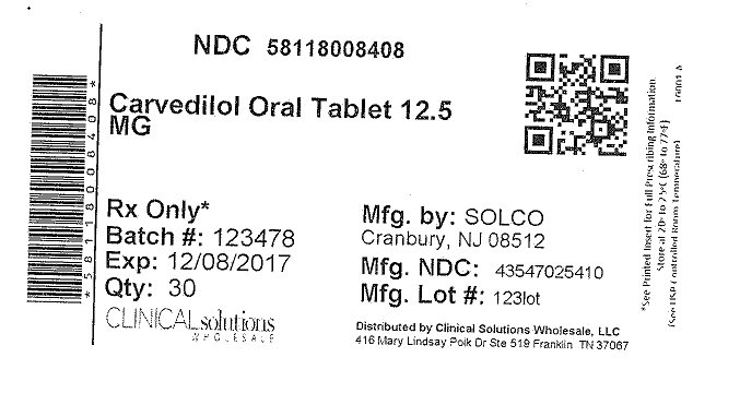 Carvedilol 12.5mg tablet 30 count blister card