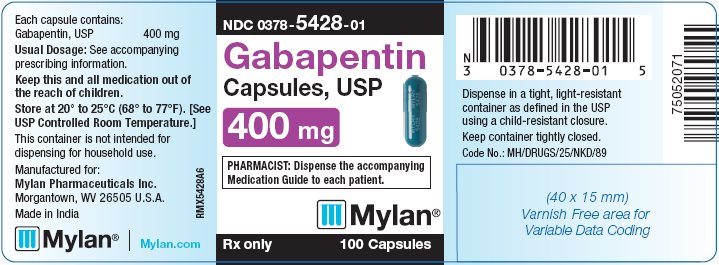 Gabapentin Capsules, USP 400 mg Bottle Label