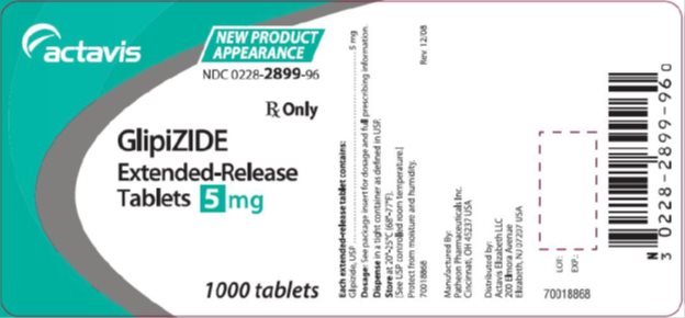 Glipizide Extended-Release Tablets 5 mg, 1000s Label