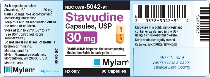 Stavudine Capsules 30 mg Bottle Label
