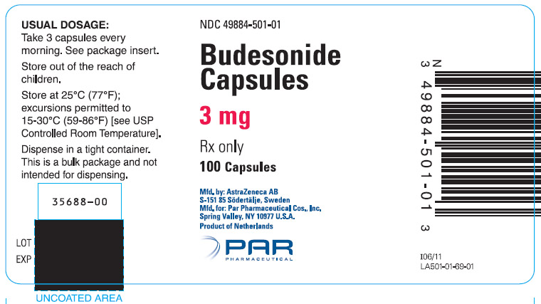 Budesonide 3mg - 100 capsule count bottle label