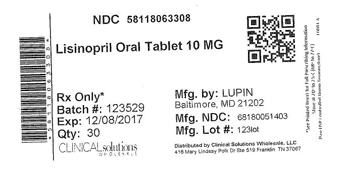 Lisinopril 10mg tablet 30 count blister card