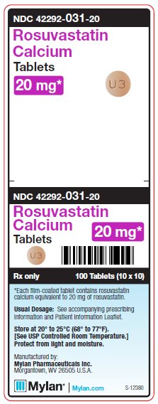 Rosuvastatin Calcium 20 mg Tablets Unit Carton Label
