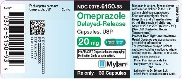 Omeprazole Delayed-Release Capsules 20 mg Bottle Label