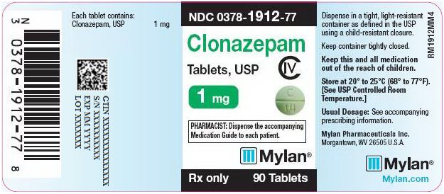 Clonazepam Tablets 1 mg Bottle Label