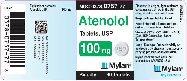 Atenolol Tablets 100 mg Bottle Label