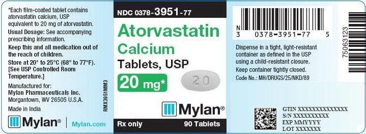 Atorvastatin Calcium Tablets 20 mg Bottle Label