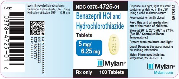 Benazepril HCl and Hydrochlorothiazide Tablets 5 mg/6.25 mg Bottle Label