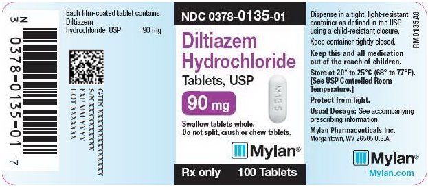 Diltiazem Hydrochloride Tablets 90 mg Bottle Label