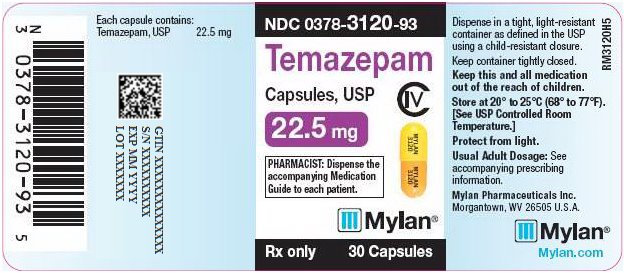 Temazepam Capsules, USP CIV 22.5 mg Bottle Label