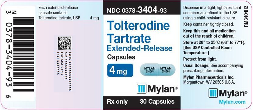 Tolterodine Tartrate Extended-Release Capsules 4 mg Bottle Label