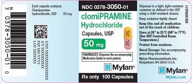 Clomipramine Hydrochloride Capsules 50 mg Bottle Label