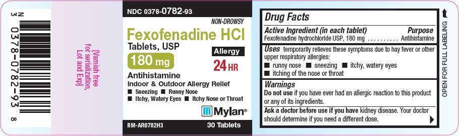 Fexofenadine Hydrochloride Tablets 180 mg Bottle Label Front