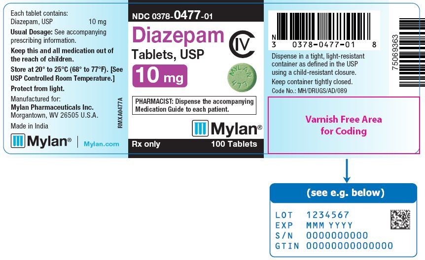 Diazepam Tablets, USP 10 mg Bottle Label