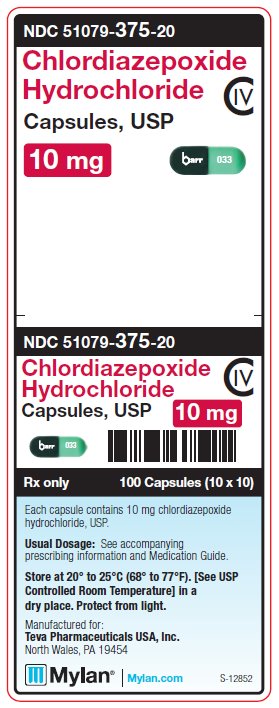 Chlordiazepoxide HCl 10 mg Capsules C-IV Unit Carton Label
