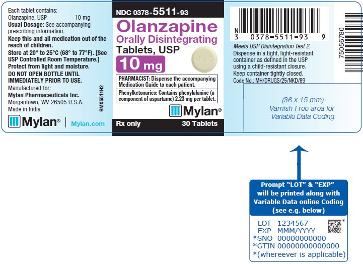 Olanzapine Orally Disintegrating Tablets 10 mg Bottle Label