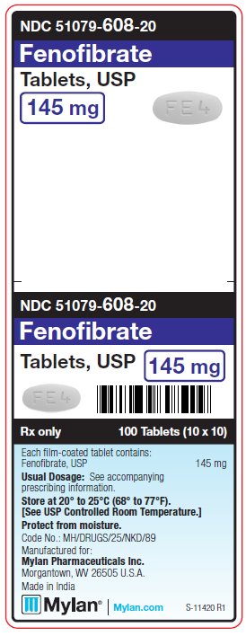 Fenofibrate 145 mg Tablets Unit Carton label
