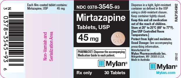 Mirtazapine Tablets 45 mg Bottle Label
