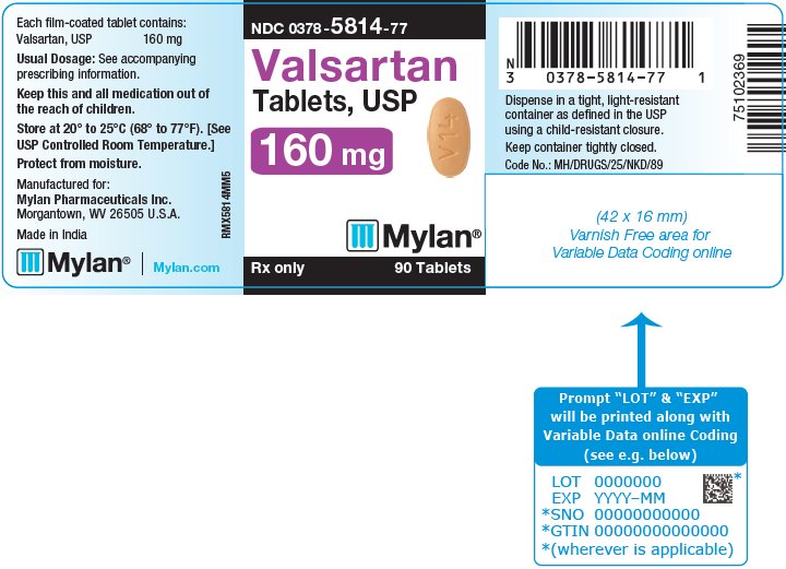Valsartan Tablets, USP 160 mg Bottle Label