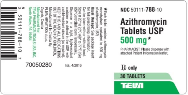 Azithromycin Tablets USP 500 mg, 30s Label