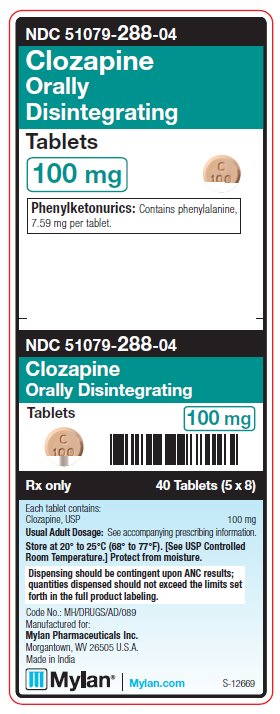Clozapine Orally Disintegrating 100 mg Tablets Unit Carton Label