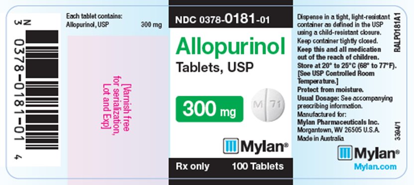 Allopurinol Tablets, USP 300 mg Bottle Label