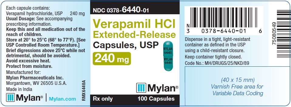 Verapamil Hydrochloride Extended-Released Capsules 240 mg Bottle Label