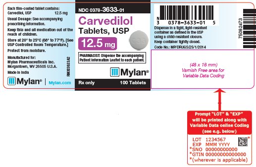 Carvedilol Tablets, USP 12.5 mg Bottle Label