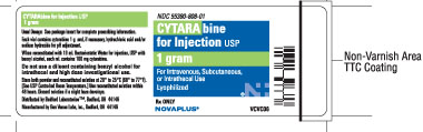 Vial label for cytarabine for injection USP 1 g