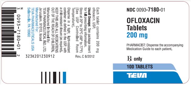 Ofloxacin Tablets 200 mg, 100s Label