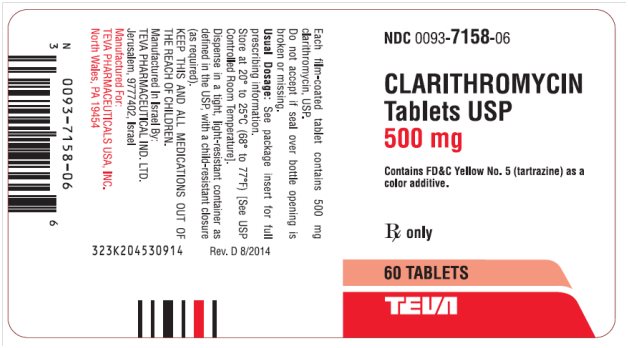 Clarithromycin Tablets USP 500 mg, 60s Label 