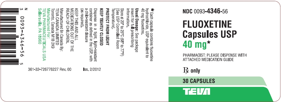 Fluoxetine Capsules USP 40mg 30s Label