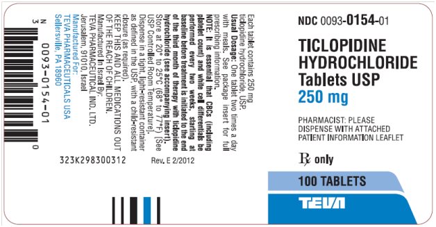 Ticlopidine Hydrochloride Tablets USP 100s Label