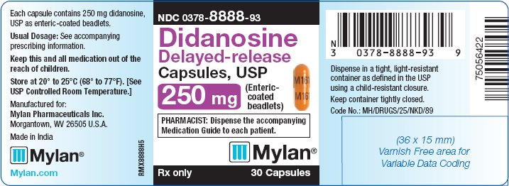 Didanosine Delayed-release Capules, USP 250 mg Bottle Label