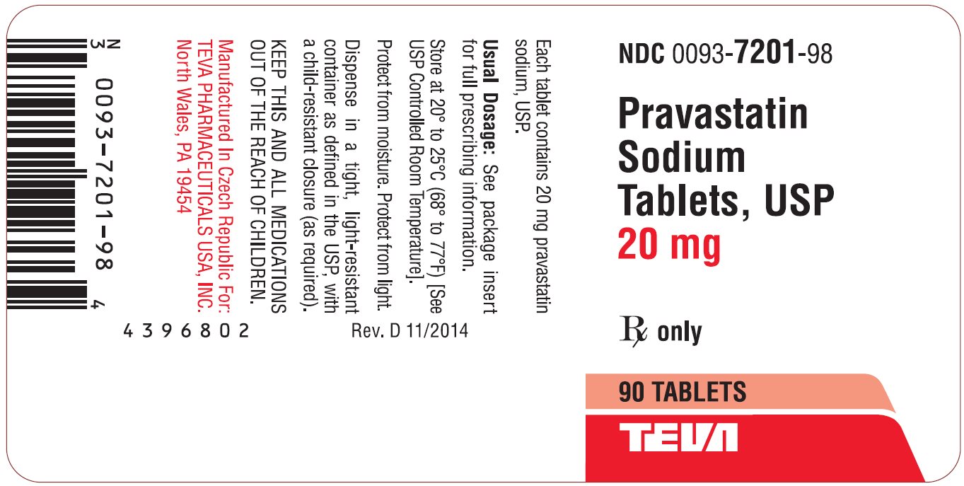 Pravastatin Sodium Tablets USP 20 mg 90s Label 