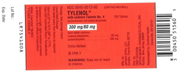 Tylenol 300 mg/60 mg label