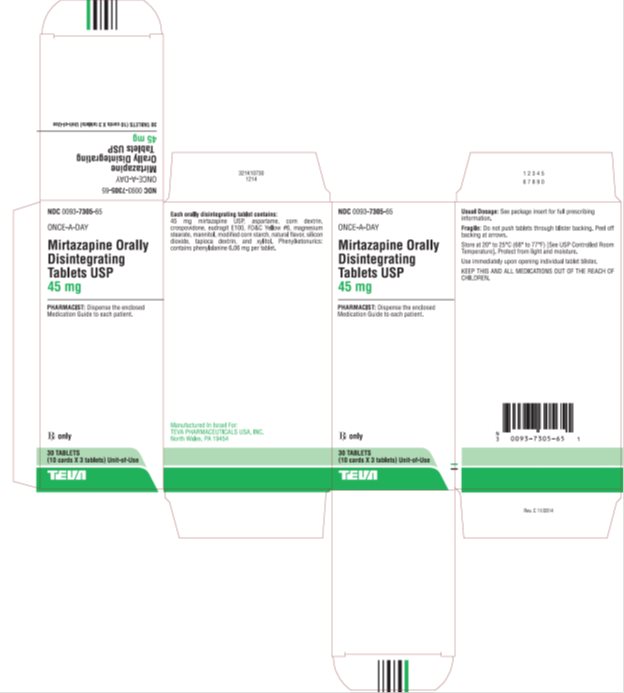 Mirtazapine Orally Disintegrating Tablets USP 45 mg 30s Box 