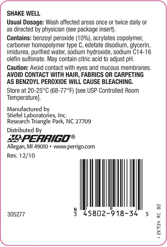 Benzoyl Peroxide Wash 10% Back Label